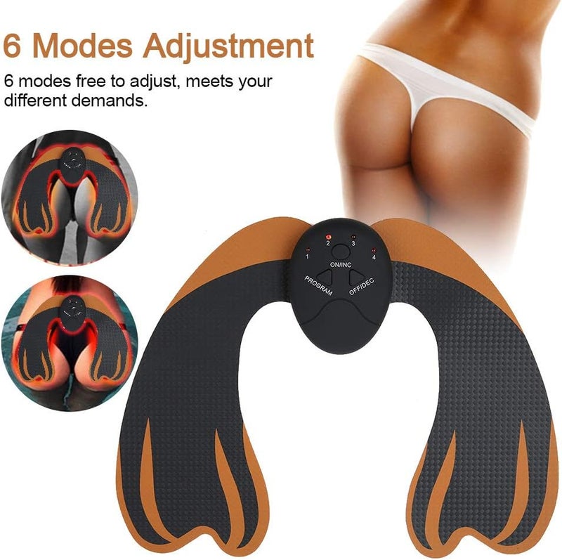 woobles EMS Electrical Hips Trainer, Smart Wearable Buttock Toner Trainer, Hip Trainer Device for Buttocks, EMS Muscle Stimulator - Butt & Thigh Lifting Kit - 6 Modes(Black+Orange) - Image 3